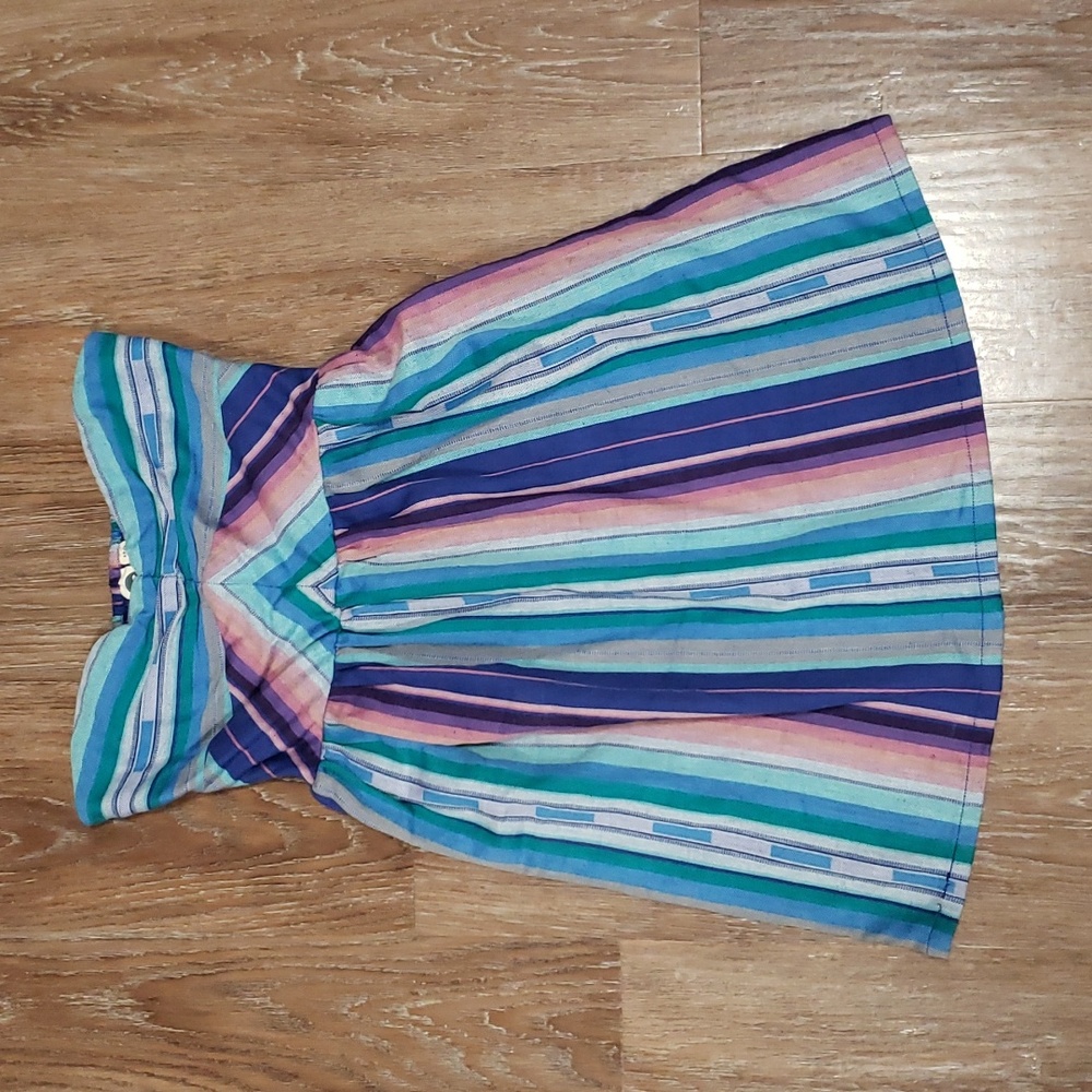 (S) ROXY Colorful Stripes Casual Strapless Mini Dress Beachwear Resort Beach Wow